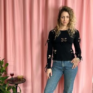 J. Kim Petal Black Long Sleeve size M